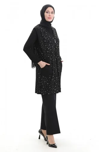 سترة جاكار بأزرار 994727H-01 سوداء 994727H-01
