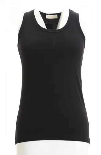 Trägertop Mit Strumpfhalter 5039-01 Schwarz 5039-01