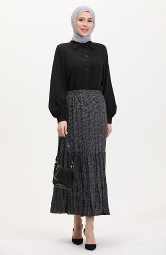 Ferah Katlı Çingene Büyük Beden Etek 3165A-01 Siyah