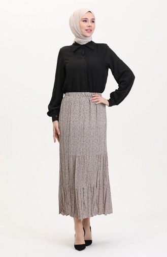 Ferah Katlı Çingene Büyük Beden Etek 3165A-02 Ekru