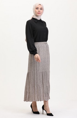 Ferah Katlı Çingene Büyük Beden Etek 3165A-02 Ekru