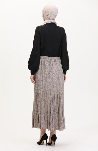 Ferah Katlı Çingene Büyük Beden Etek 3165A-02 Ekru