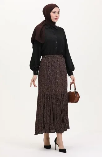 تنورة غجرية واسعة متعددة الطبقات مقاس كبير 3165A-03 بنية 3165A-03