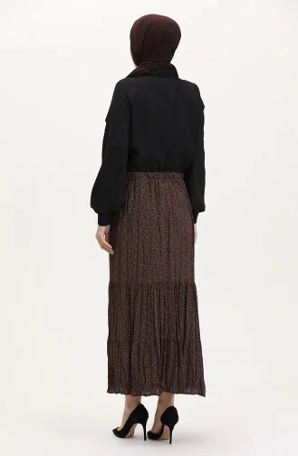 تنورة غجرية واسعة متعددة الطبقات مقاس كبير 3165A-03 بنية 3165A-03