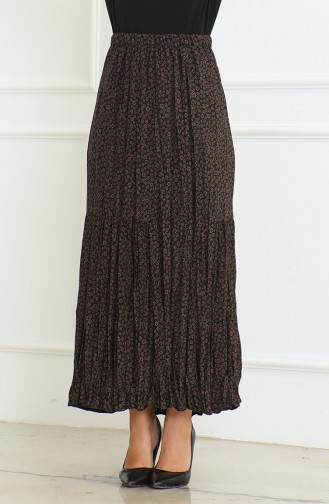 Ferah Katlı Çingene Büyük Beden Etek 3165B-01 Kahverengi