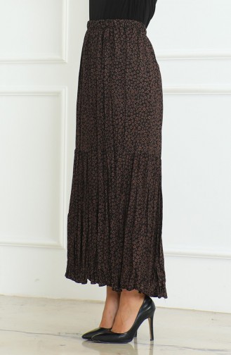 Ferah Katlı Çingene Büyük Beden Etek 3165B-01 Kahverengi