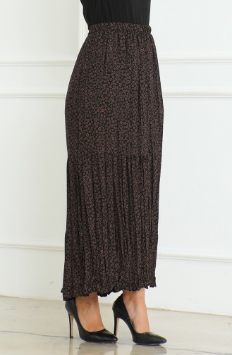 Ferah Katlı Çingene Büyük Beden Etek 3165B-01 Kahverengi