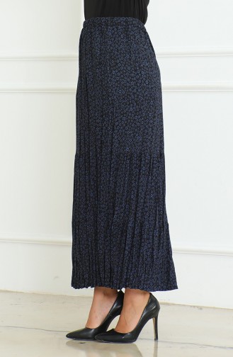 Ferah Katlı Çingene Büyük Beden Etek 3165B-02 Lacivert