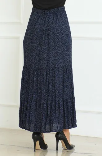 Jupe Ample à Volants Style Bohème Grande Taille 3165B-02 Bleu Marine 3165B-02
