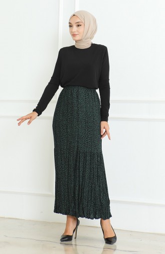 Ferah Katlı Çingene Büyük Beden Etek 3165B-04 Yeşil