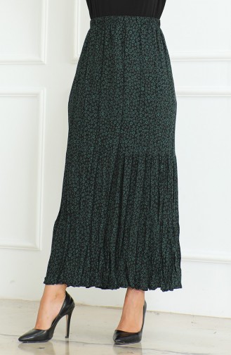 Ferah Katlı Çingene Büyük Beden Etek 3165B-04 Yeşil