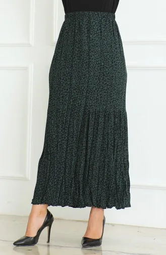 تنورة غجرية واسعة متعددة الطبقات مقاس كبير 3165B-04 باللون الأخضر 3165B-04