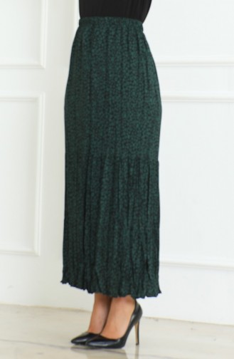 Ferah Katlı Çingene Büyük Beden Etek 3165B-04 Yeşil