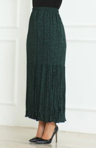 تنورة غجرية واسعة متعددة الطبقات مقاس كبير 3165B-04 باللون الأخضر 3165B-04