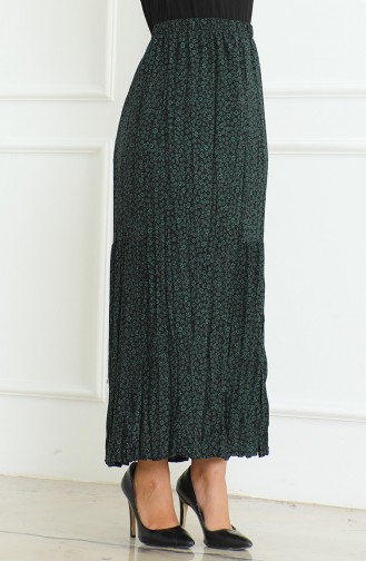Ferah Katlı Çingene Büyük Beden Etek 3165B-04 Yeşil