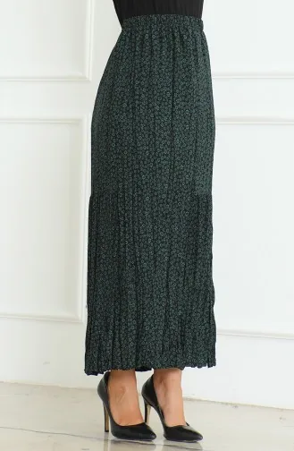 تنورة غجرية واسعة متعددة الطبقات مقاس كبير 3165B-04 باللون الأخضر 3165B-04