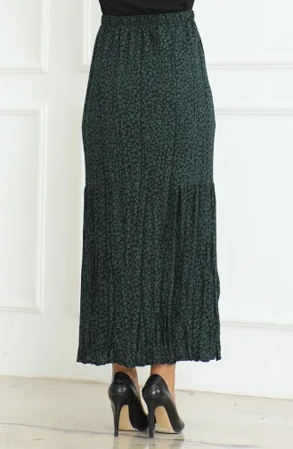 تنورة غجرية واسعة متعددة الطبقات مقاس كبير 3165B-04 باللون الأخضر 3165B-04