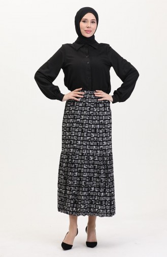 تنورة غجرية واسعة بطبقات، مقاس كبير، 3165C-01، بيضاء 3165C-01