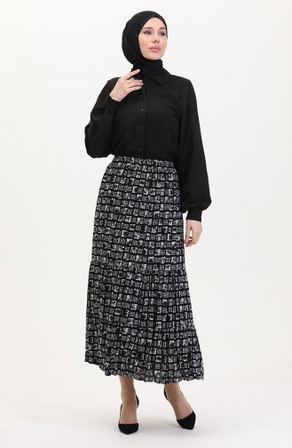 تنورة غجرية واسعة بطبقات، مقاس كبير، 3165C-01، بيضاء 3165C-01