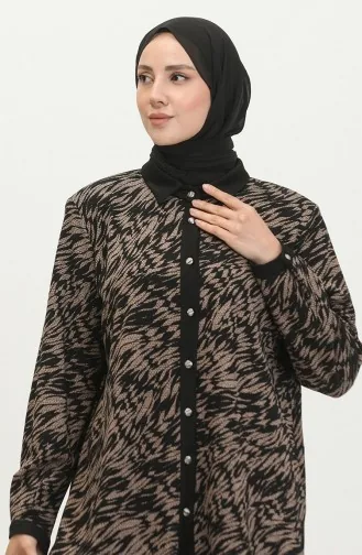 Plus Size Patterned Shirt 3605-01 Black Mink 3605-01