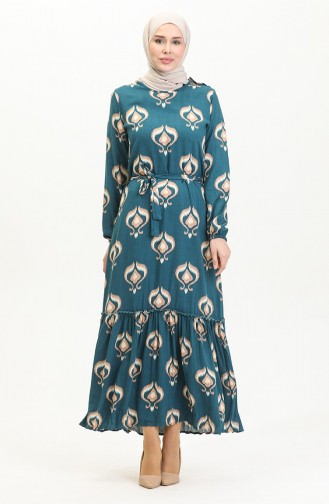 Petroleum Hijab Kleider 4599A-01