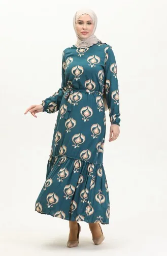 فستان أليسا من الفيسكوز بحزام 4599A-01 بترولي 4599A-01