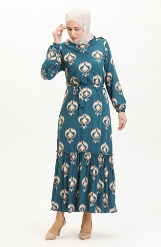 Petroleum Hijab Kleider 4599A-01