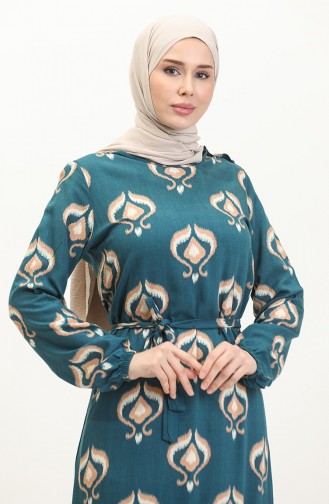 Petroleum Hijab Kleider 4599A-01