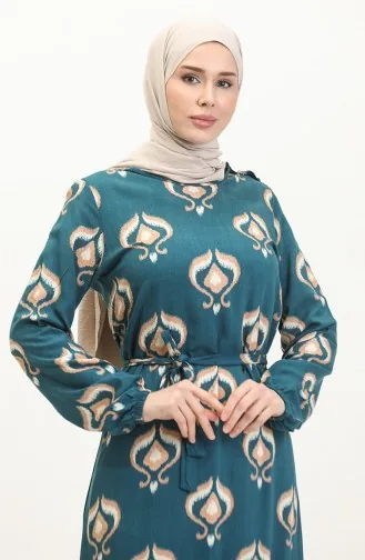 فستان أليسا من الفيسكوز بحزام 4599A-01 بترولي 4599A-01