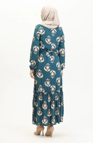 فستان أليسا من الفيسكوز بحزام 4599A-01 بترولي 4599A-01