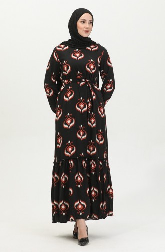 Schwarz Hijab Kleider 4599A-03