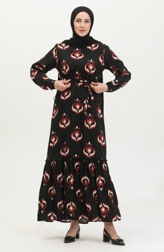 Schwarz Hijab Kleider 4599A-03