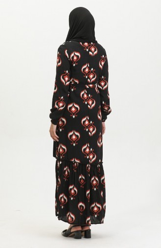 Schwarz Hijab Kleider 4599A-03