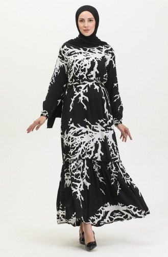 Schwarz Hijab Kleider 4599B-02