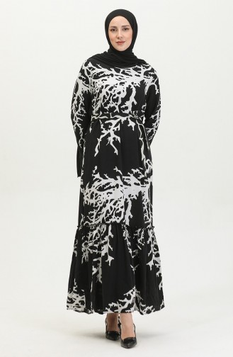 Schwarz Hijab Kleider 4599B-02