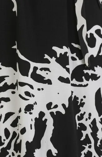 فستان أليسا من الفيسكوز بحزام 4599B-02 أسود وأبيض 4599B-02