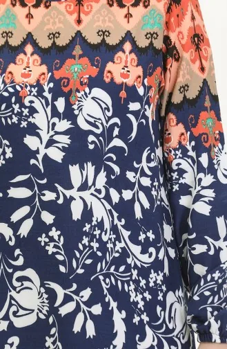 Robe En Viscose à Volants Et Ceinture Alisa 4599E-02 Indigo 4599E-02