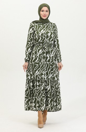 Khaki Hijab Kleider 4599F-02
