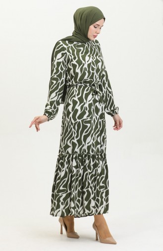 Khaki Hijab Kleider 4599F-02