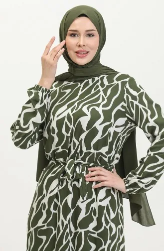 فستان أليسا من الفيسكوز بحزام 4599F-02 كاكي 4599F-02