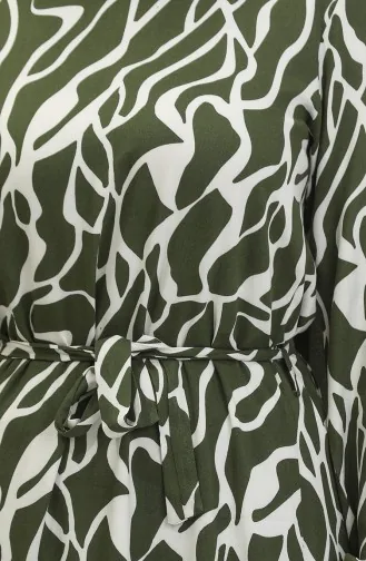 فستان أليسا من الفيسكوز بحزام 4599F-02 كاكي 4599F-02