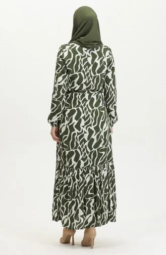 فستان أليسا من الفيسكوز بحزام 4599F-02 كاكي 4599F-02