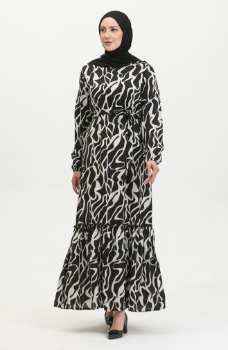 Schwarz Hijab Kleider 4599F-03