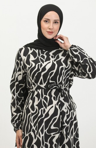 Schwarz Hijab Kleider 4599F-03