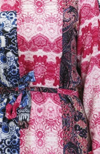 Robe En Viscose à Volants Et Ceinture Alisa 4599G-01 Prune Sax 4599G-01