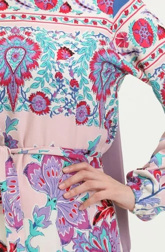 Robe En Viscose à Volants Et Ceinture Alisa 4599H-02 Saxe Poudre 4599H-02