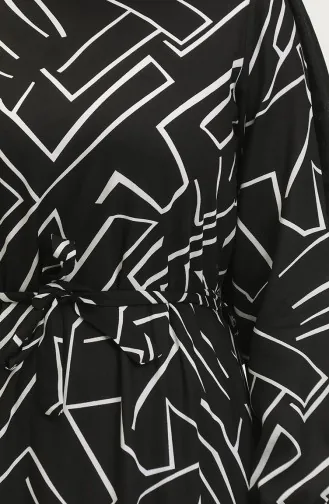 Alisa Farbalı Kuşaklı Viskon Elbise 4599K-01 Siyah