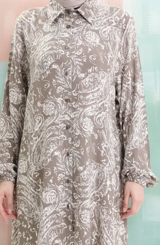 Viskon Düğmeli Tunik 992032A-02 Vizon