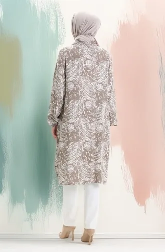 Viskon Düğmeli Tunik 992032A-02 Vizon