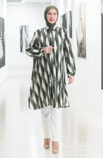 Tunique Boutonnée En Viscose 992032B-02 Kaki 992032B-02